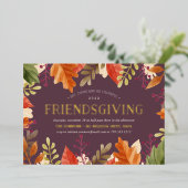 Autumn Bounty | Thanksgiving Friendsgiving Dinner Folie Uitnodiging (Staand Voorkant)