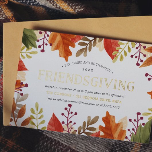Autumn Bounty | Thanksgiving Friendsgiving Dinner Folie Uitnodiging