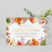 Autumn Bounty | Thanksgiving Friendsgiving Dinner Folie Uitnodiging (Staand Voorkant)