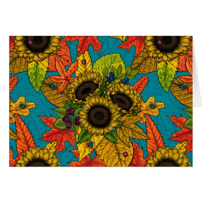 Autumn bouquet op blauw (Voorkant Horizontaal)