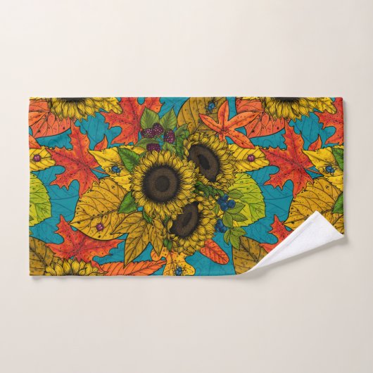 Autumn bouquet op blauw bad handdoek (Handdoek)