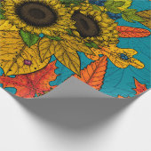 Autumn bouquet op blauw cadeaupapier (Hoek)
