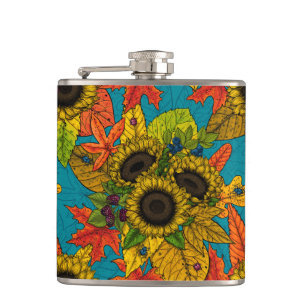 Autumn bouquet op blauw heupfles