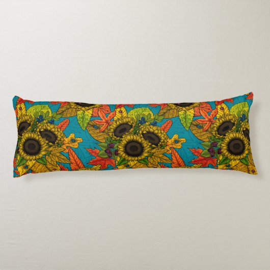 Autumn bouquet op blauw lichaamskussen (Achterkant)