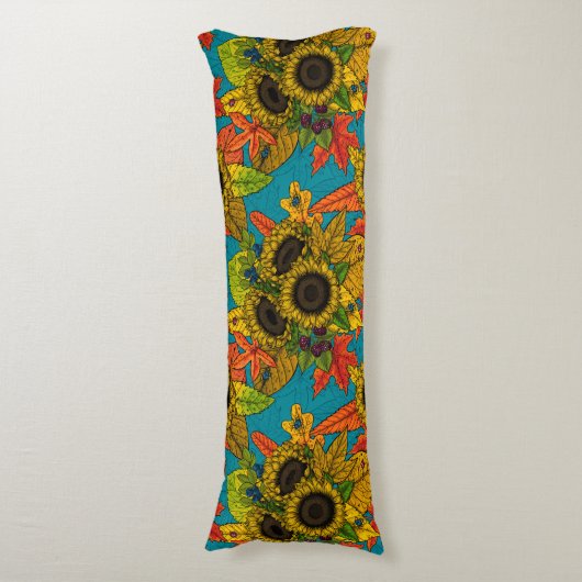 Autumn bouquet op blauw lichaamskussen (Voorkant Verticaal)