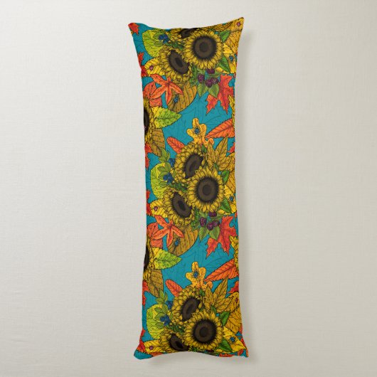 Autumn bouquet op blauw lichaamskussen (Achterkant (Verticaal))