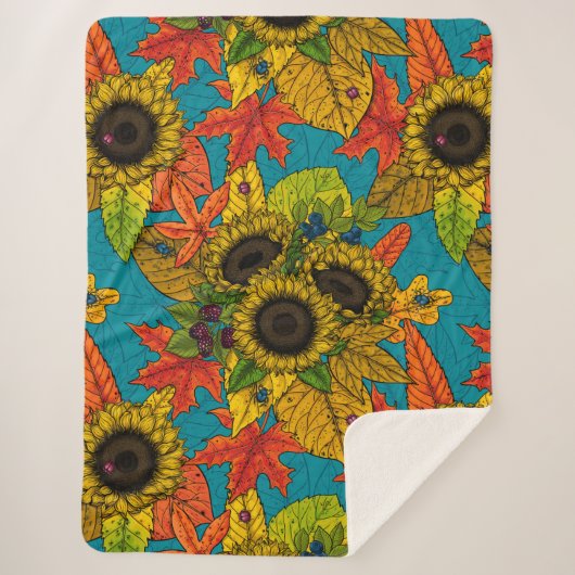 Autumn bouquet op blauw sherpa deken (Voorkant)