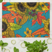 Autumn bouquet op blauw theedoek (Gevouwen)