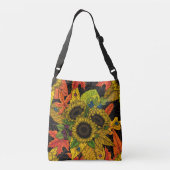 Autumn bouquet op zwart crossbody tas (Achterkant)