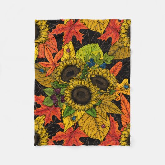 Autumn bouquet op zwart fleece deken (Voorkant)
