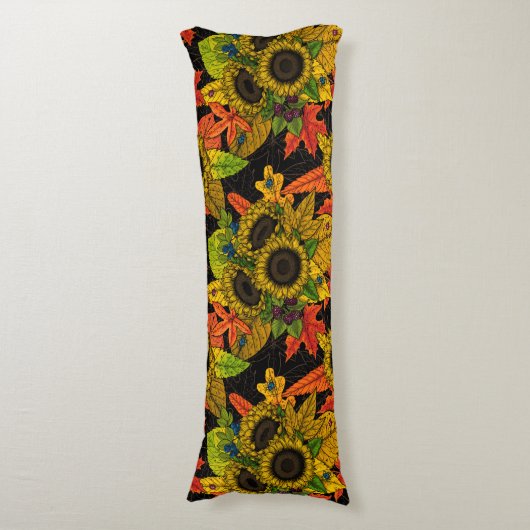 Autumn bouquet op zwart lichaamskussen (Voorkant Verticaal)