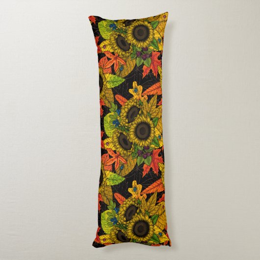 Autumn bouquet op zwart lichaamskussen (Achterkant (Verticaal))