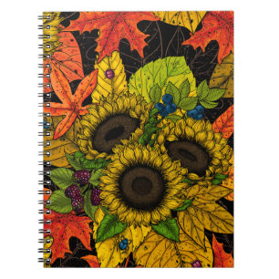 Autumn bouquet op zwart notitieboek