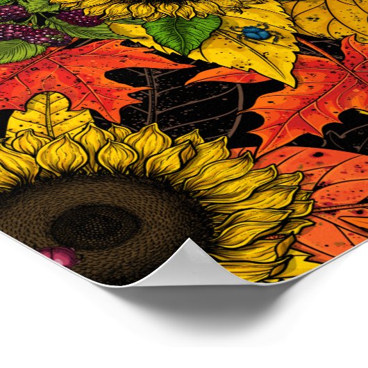 Autumn bouquet op zwart poster (Hoek)