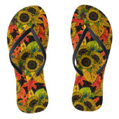 Autumn bouquet op zwart teenslippers (Voetbed)