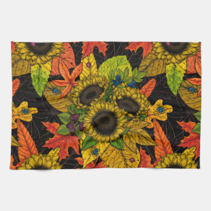 Autumn bouquet op zwart theedoek