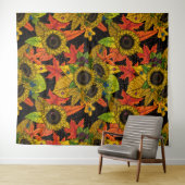Autumn bouquet op zwart wandkleed (In Situ (horizontaal))
