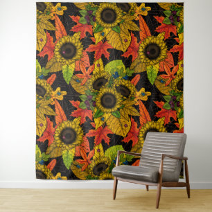 Autumn bouquet op zwart wandkleed