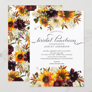 Autumn Bouquet Sunflower Bridal Luncheon Kaart