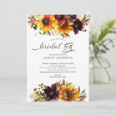 Autumn Bouquet Sunflower Bridal Tea Kaart (Staand voorkant)