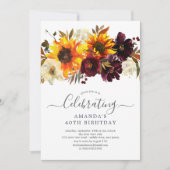 Autumn Bouquet Sunflower Floral Birthday Party Kaart (Voorkant)