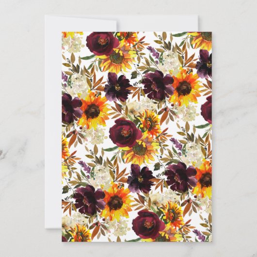 Autumn Bouquet Sunflower Floral Birthday Party Kaart (Achterkant)