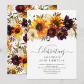 Autumn Bouquet Sunflower Floral Birthday Party Kaart (Voorkant / Achterkant)