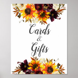 Autumn Bouquet Sunflower Floral Kaarten & Gifts Poster