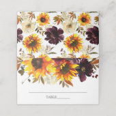 Autumn Bouquet Sunflower Vrijgezellenfeest Plaatskaartje (Buitenkant ongevouwen)