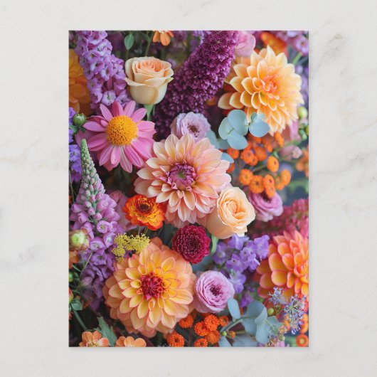 Autumn Bouquet with Dahlias, Freesias, and Gerbera Briefkaart (Voorkant)