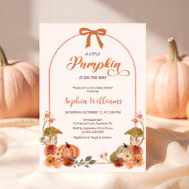 Autumn Bow Little Pumpkin Baby shower Kaart