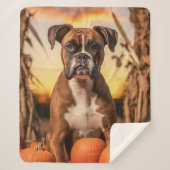 Autumn Boxer Dog Sherpa Deken (Voorkant)