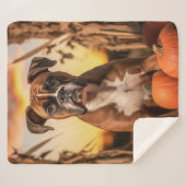 Autumn Boxer Dog Sherpa Deken (Voorkant (horizontaal))