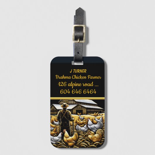 Autumn Brahma Chicken Farmer Bagagelabel (Voorkant (verticaal))