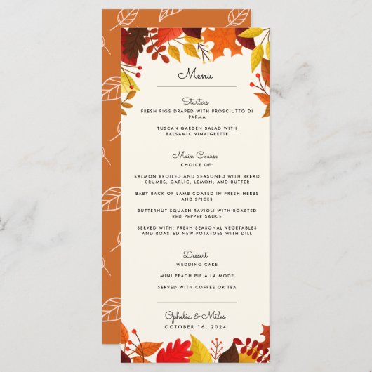 Autumn Branches Wedding Menu (Voorkant / Achterkant)