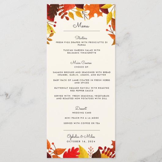 Autumn Branches Wedding Menu (Voorkant)