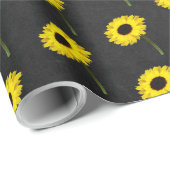 Autumn Bride Sunflower Party Chalkboard Black Cadeaupapier (Rol Hoek)