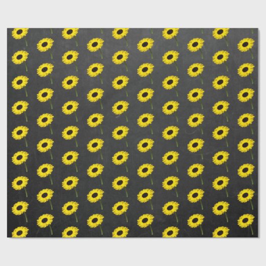 Autumn Bride Sunflower Party Chalkboard Black Cadeaupapier (Vlak)