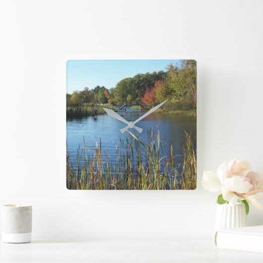 Autumn Bridge Vierkante Klok (Huis)