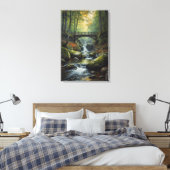 Autumn Bridge Waterfall Canvas Print (Insitu (Slaapkamer))
