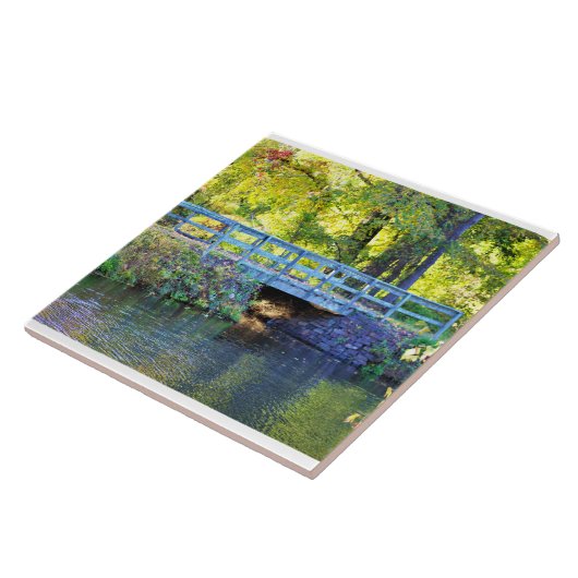 Autumn Bridge Waterscape Ceramic Tegel Tegeltje (Zijkant)