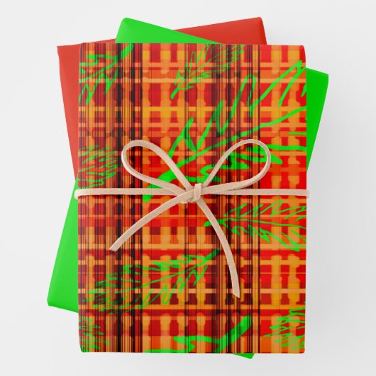 Autumn Bright Fallen Leaves Plaid Inpakpapier Vel (In situ)