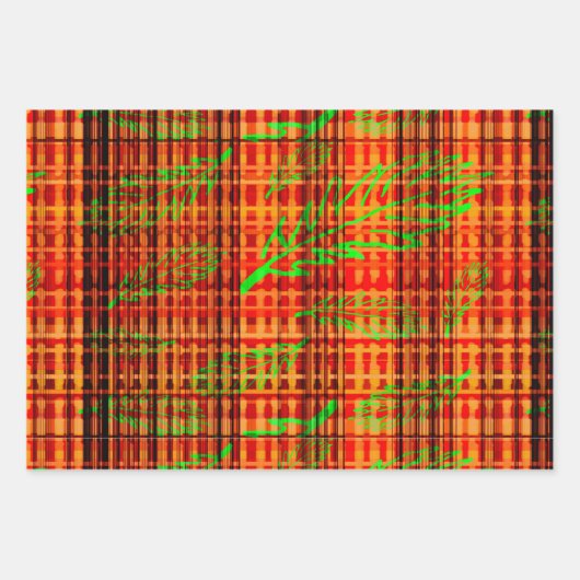 Autumn Bright Fallen Leaves Plaid Inpakpapier Vel (Voorkant)