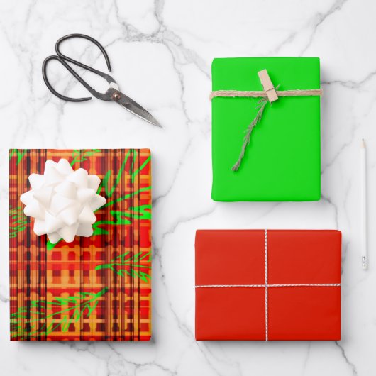 Autumn Bright Fallen Leaves Plaid Inpakpapier Vel (Voorkant)