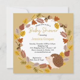 Autumn Brown Hedgehog Baby shower Kaart