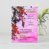 Autumn Brown Oranje Leaves Swirl Pink Weddenschap Kaart (Staand voorkant)