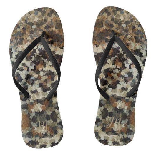 Autumn Brown Pattern Monogrammed Leopard Teenslippers (Voetbed)