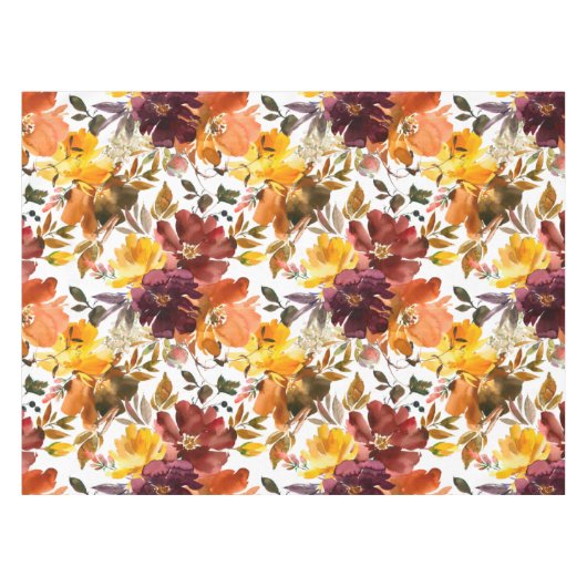Autumn Brown Peach Yellow Florence Waterverf Tafelkleed (Voorkant (Horizontaal))