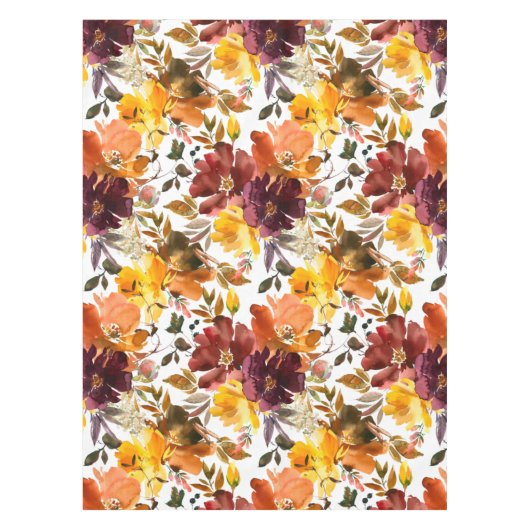 Autumn Brown Peach Yellow Florence Waterverf Tafelkleed (Voorkant)