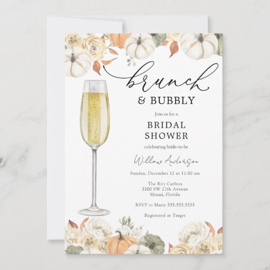 Autumn Brunch en Bubble Bridal Shower Invitation Kaart (Voorkant)